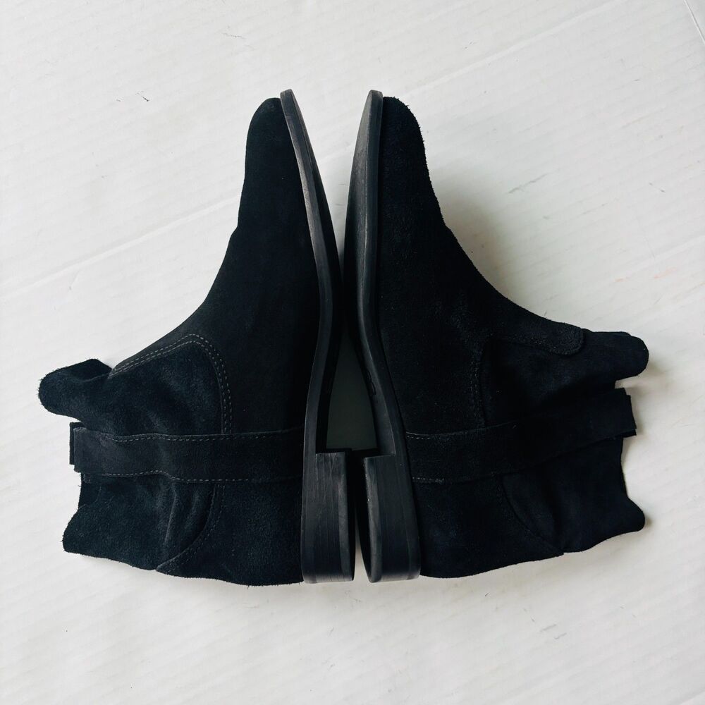 Gianni Bini Black Suede Slouchy Ankle Pull On Boots Flat Round Toe Women 9M Boho - Picture 4 of 11